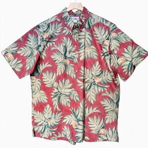 Reyn Spooner Old School Reyns Popover Aloha Shirt Size XXL Vintage Red 2XL